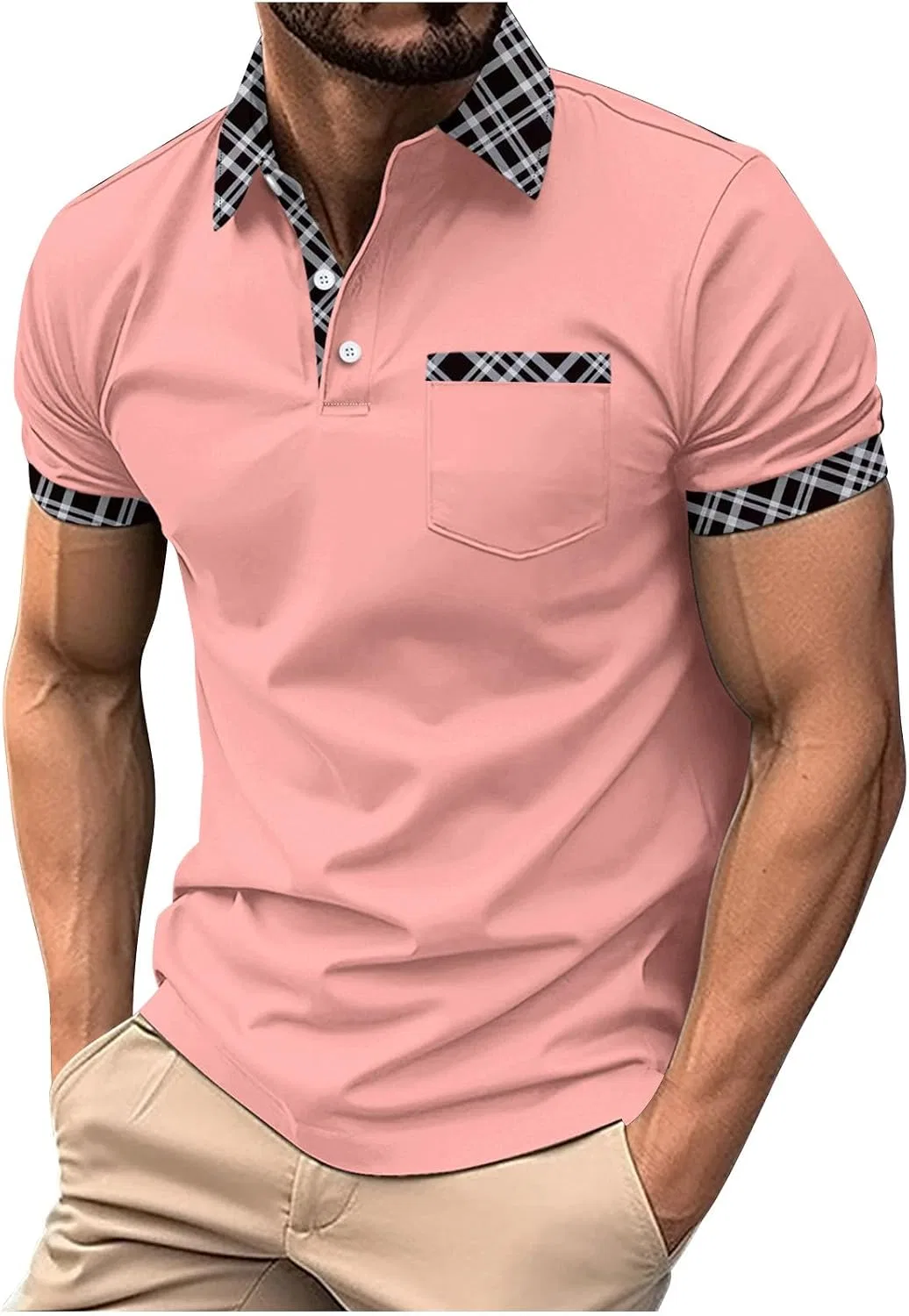 Мужская футболка с контрастным воротником Athletic, Pink