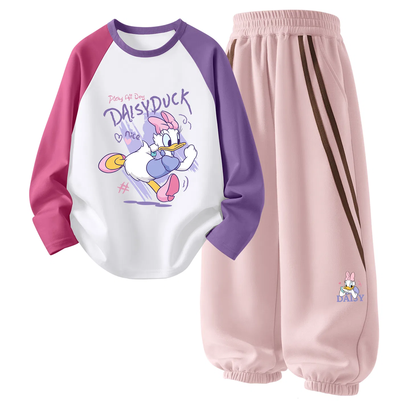 Детский комплект спортивной одежды с принтом Active Disney, Di Run Rose Purple+Di Smile Daisy K_Right Lower Lotus Pink