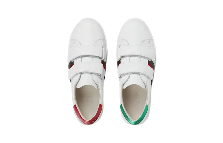 Детские кроссовки для мальчиков с принтом Ace Leather Touch-strap GUCCI, White — фото 4