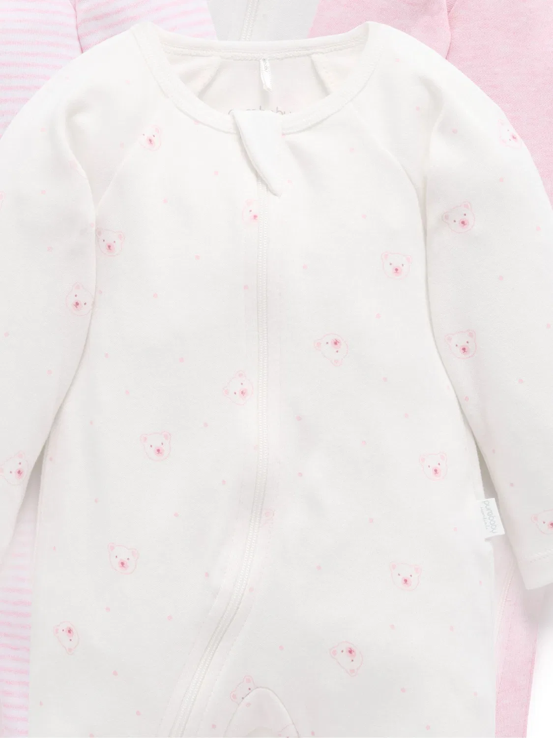 Комплект из 4 боди-слипов Purebaby Pale Pink Bear, Pale Pink Bear — фото 2