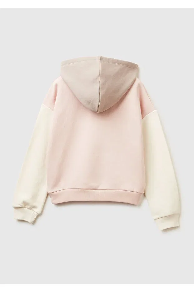 Детские свитшот для девочек с вышивкой United Colors Of Benetton, Cream-Pink — фото 2