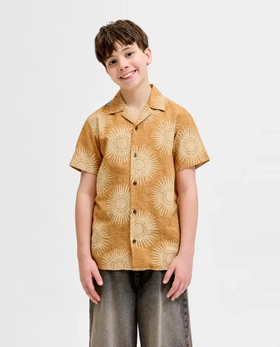 Детская рубашка с отложным воротником с коротким рукавом Jack & Jones, Yellow