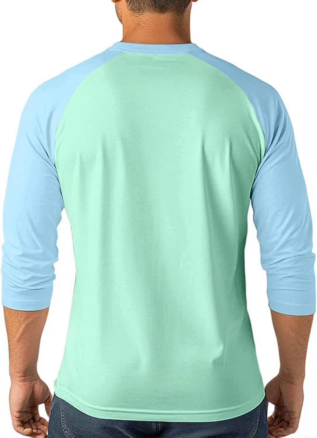 Мужская бейсбольная футболка с рукавом 3/4 Raglan, Mint Green — фото 3