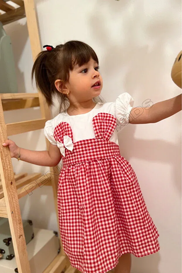 Детское платье для девочек с коротким рукавом Penu Baby Kids, Red — фото 3