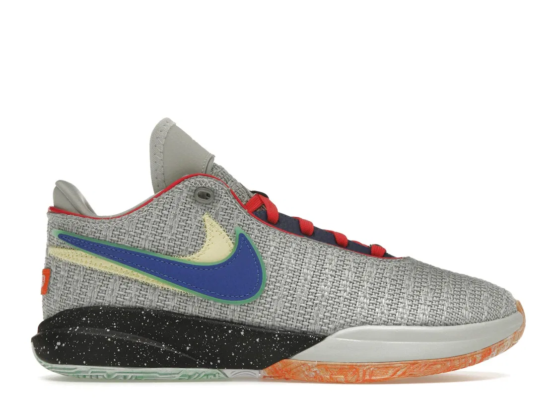 Детские кроссовки для баскетбола Nike LeBron 20 Nike, Light Silver/Hyper Royal-Lemon Chiffon-Safety Orange