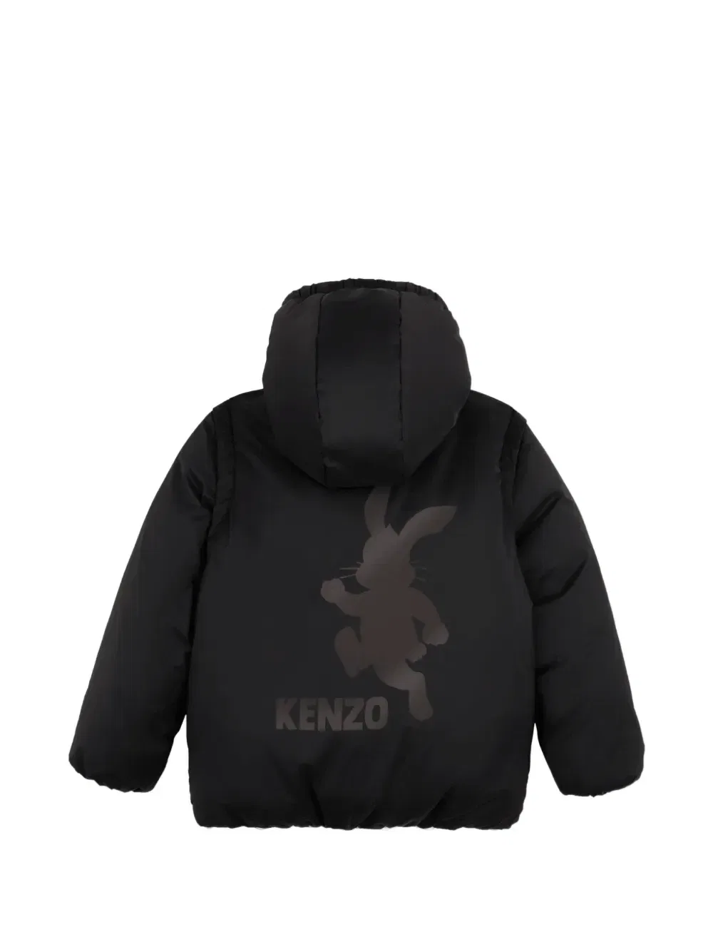 Двусторонний пуховик с капюшоном Kenzo Kids, черный — фото 3