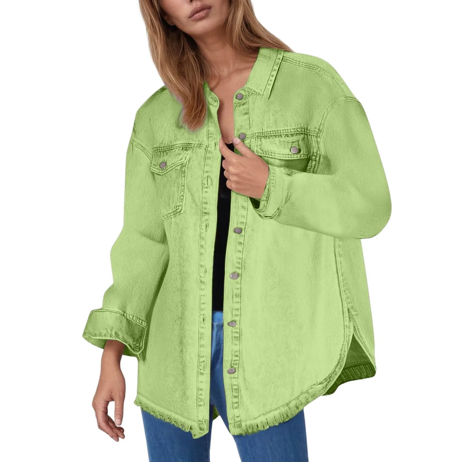 Женское джинсовое пальто с коротким рукавом Vintage Denim, Light Verde