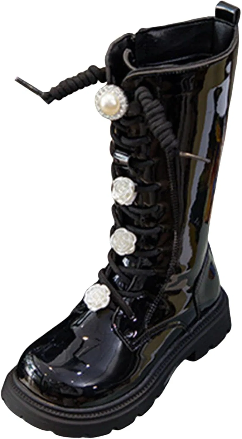 Детские сапоги для девочек с перламутровым декором Western Boots, Black
