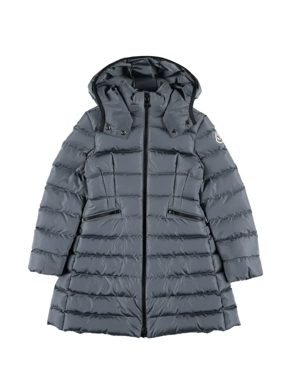 Пальто стеганое с капюшоном Moncler Enfant, серый