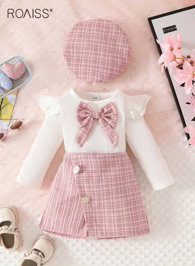 Комплект детской одежды с бантом и беретом, модель 3Pcs, Roaiss, тип 2