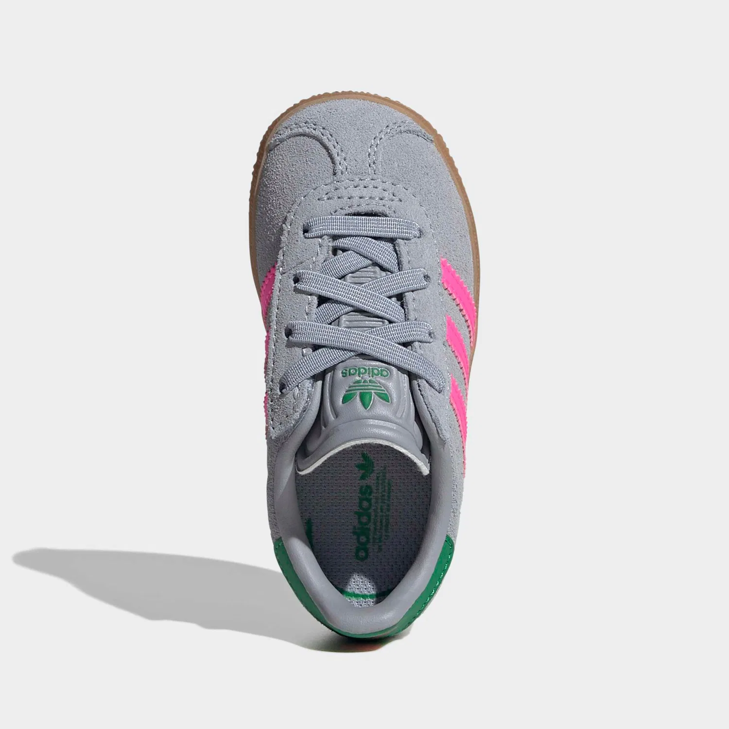 Детские кроссовки классические Gazelle Adidas Originals, Halo Silver/Lucid Pink/Green — фото 4