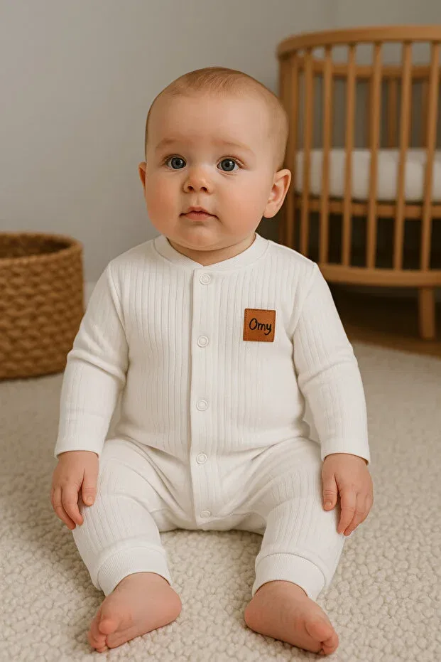 Детское боди-комбинезон для новорожденных хлопковый 100% Cotton Terry Omy, White
