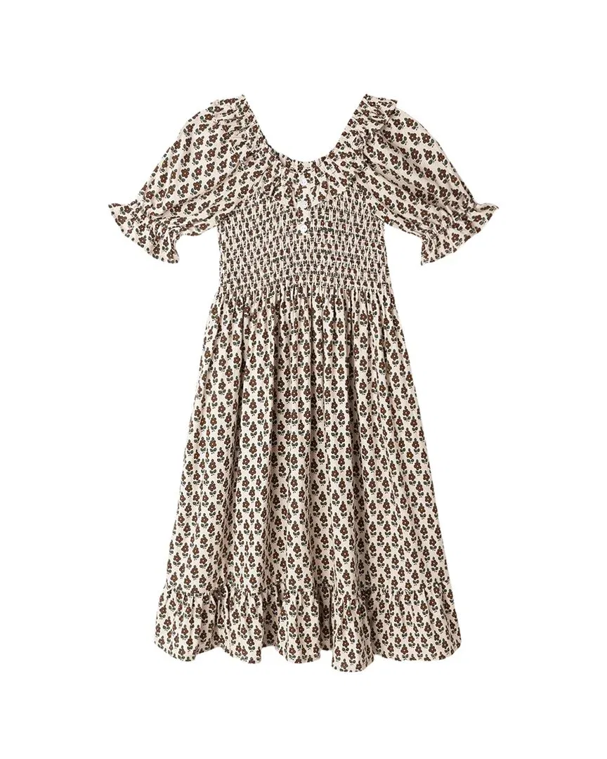 Детское платье для девочек с принтом Lexi Dress Rylee + Cru, коричневый — фото 2