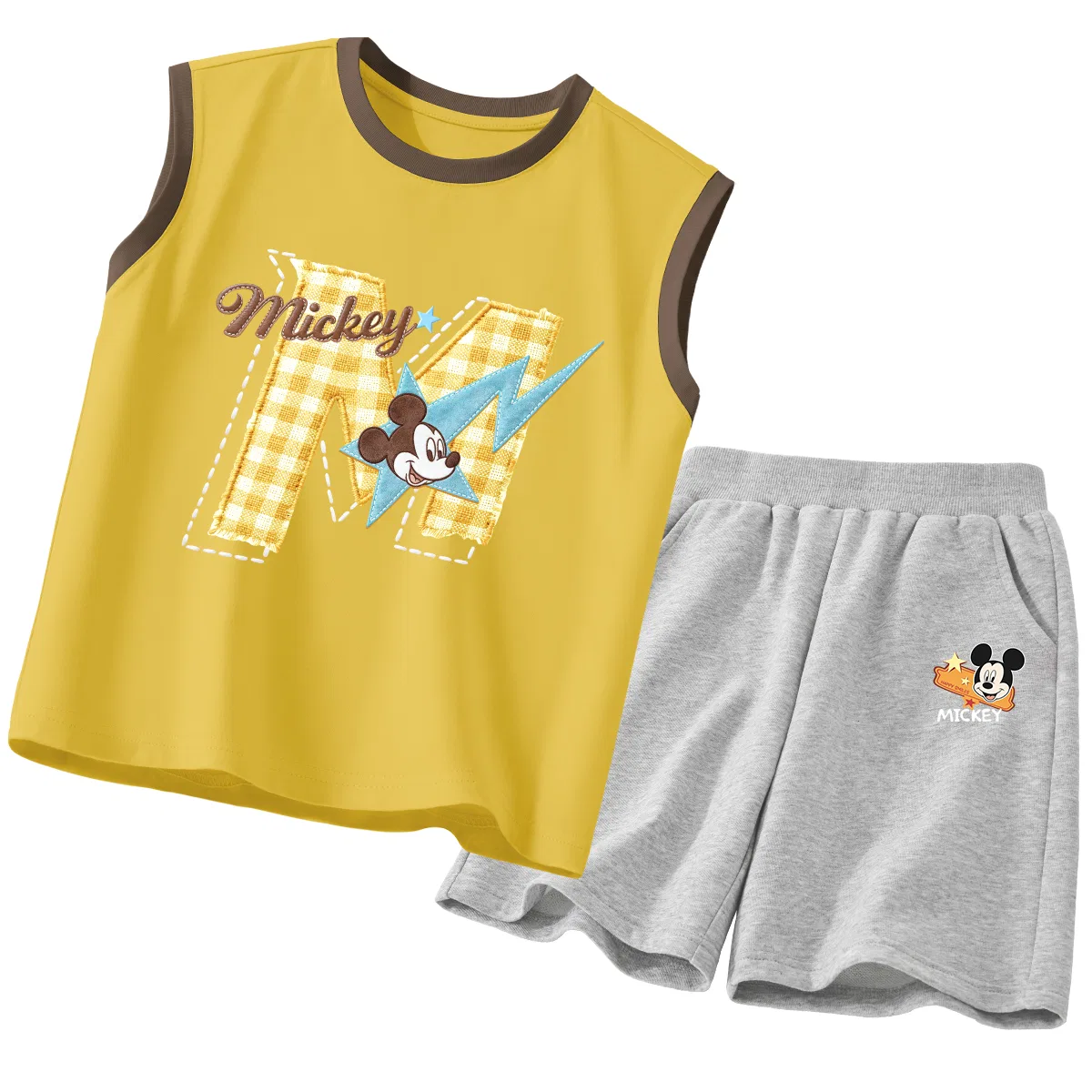 Детский спортивный костюм с круглым вырезом, Disney, Di Star Logo Brown Yellow+Di Smile Fun K Gray