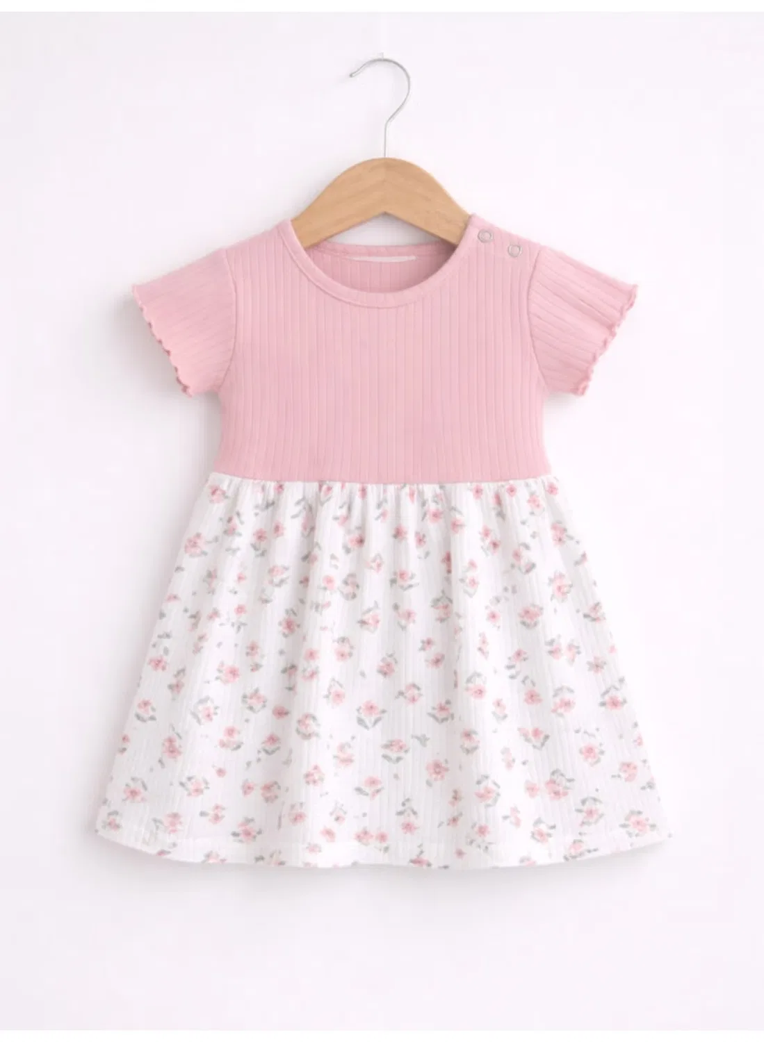 Платье с цветочной юбкой и вышивкой Infant girls drop needle dress Victor And Jane, светло-розовый — фото 2