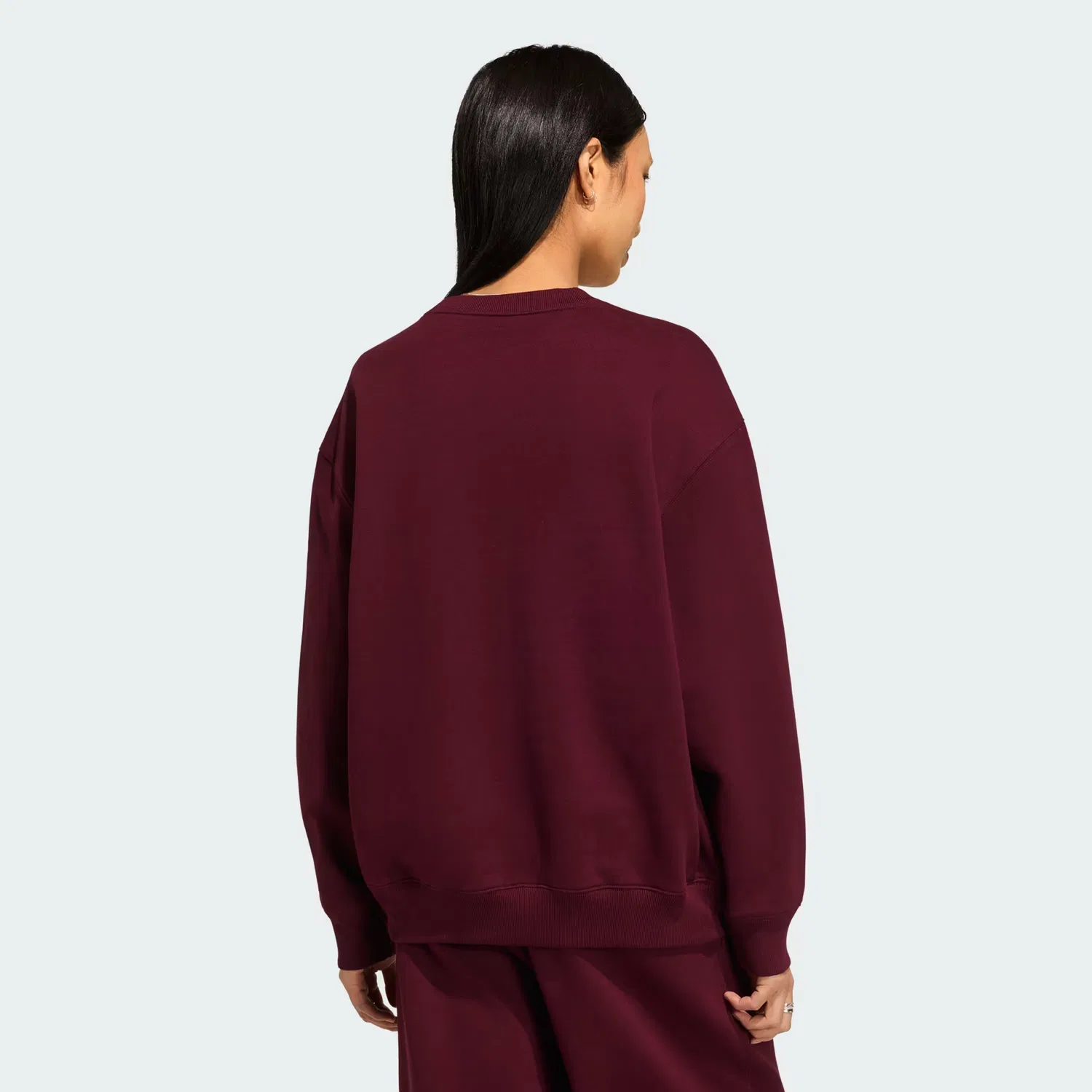Женская толстовка оверсайз с круглым вырезом Essentials Crew Long Fleece Adidas Originals, бордовый — фото 3