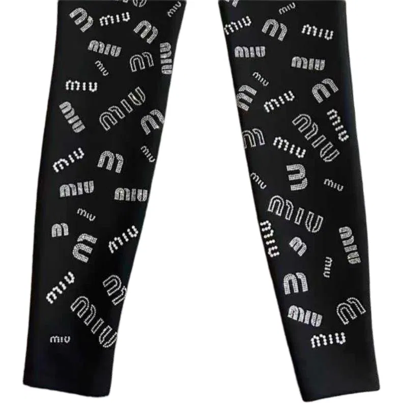 Женские брюки в стиле кэжуал Черные MIU MIU, Black — фото 4