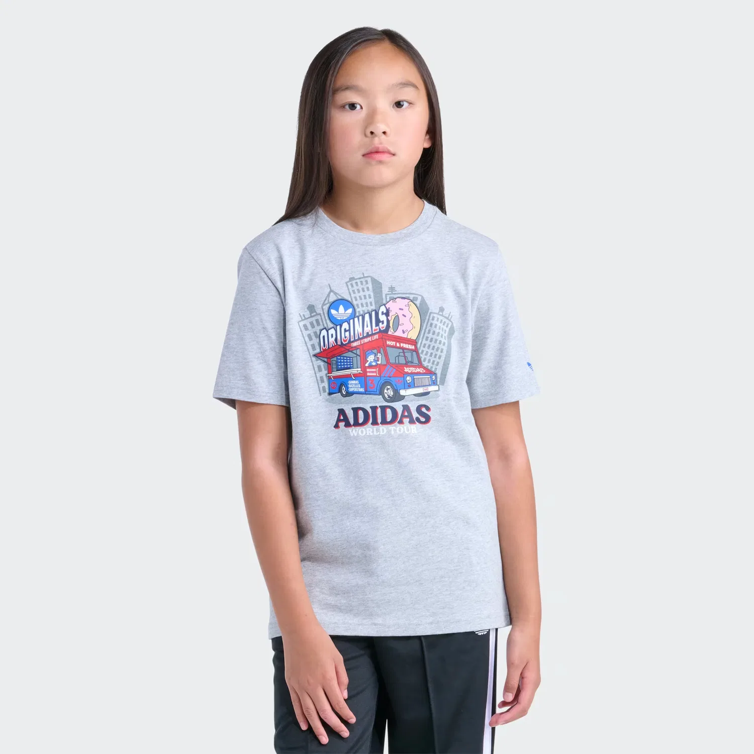 Детская футболка с принтом Street HTR Tee Adidas Originals, серый меланж