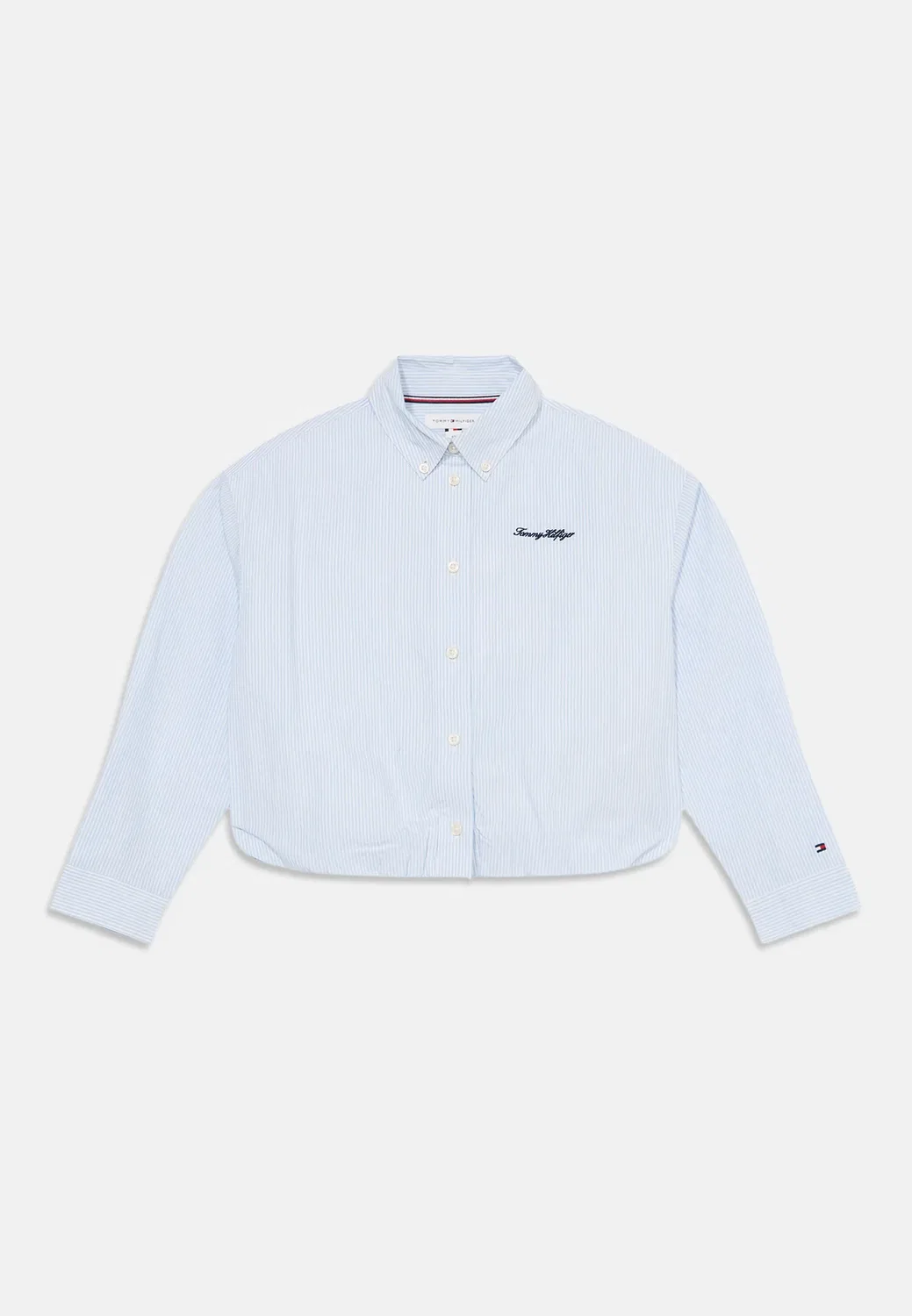 Укороченная рубашка с длинными рукавами - блузка на пуговицах Tommy Hilfiger, Sky Blue Stripe — фото 3