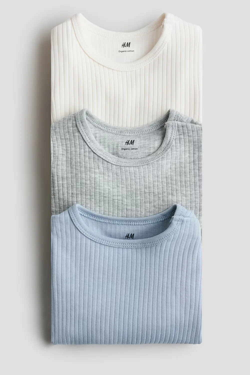 Комплект из 3 ребристых боди H&M, Hellblau/Hellgrau — фото 2
