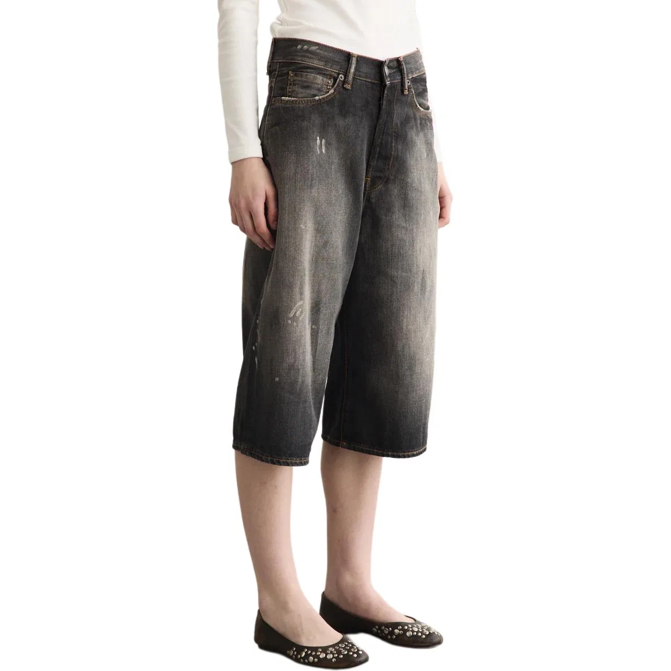 Женские джинсовые шорты Acne Studios, Black — фото 4