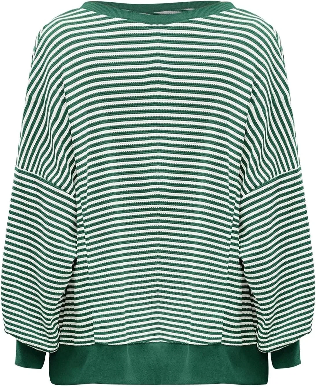 Женский свободный свитшот с принтом в полоску, Oversized Striped Sweatshirt, чёрно-/зелёный — фото 4