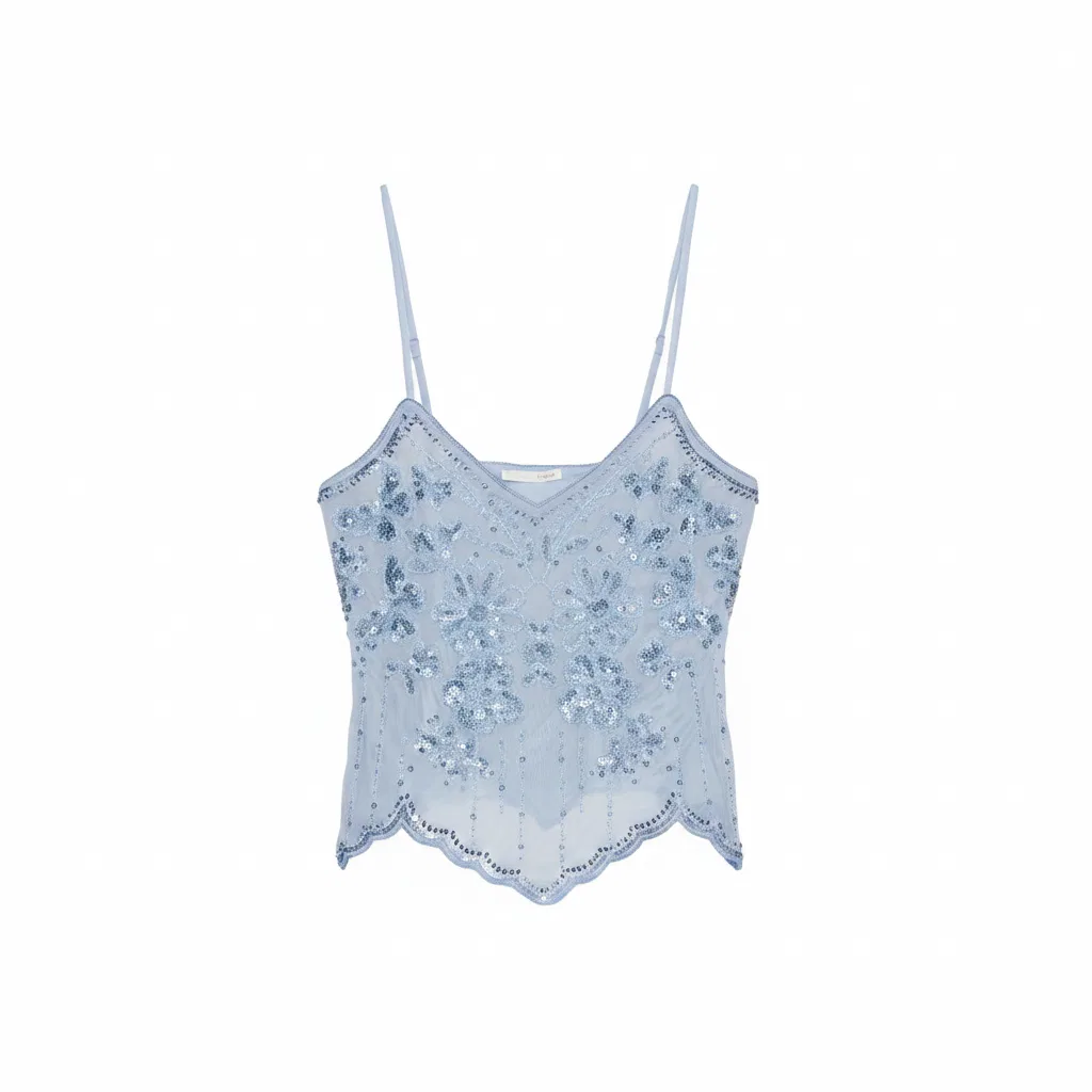 Женская майка на бретелях Light Blue ZARA, Голубой