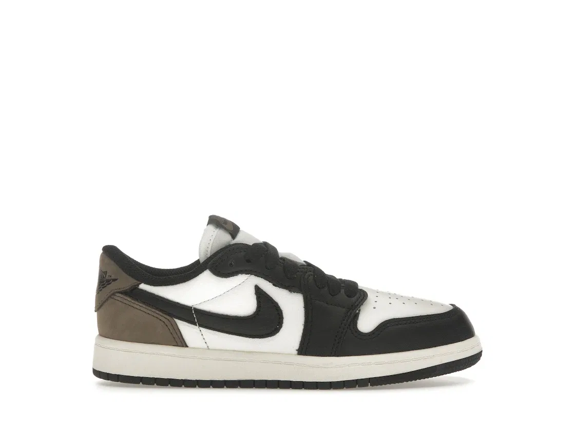 Детские кроссовки для мальчиков с модельным дизайном Jordan 1 Retro Low OG Mocha (PS) Jordan, White/Black-Dark Mocha