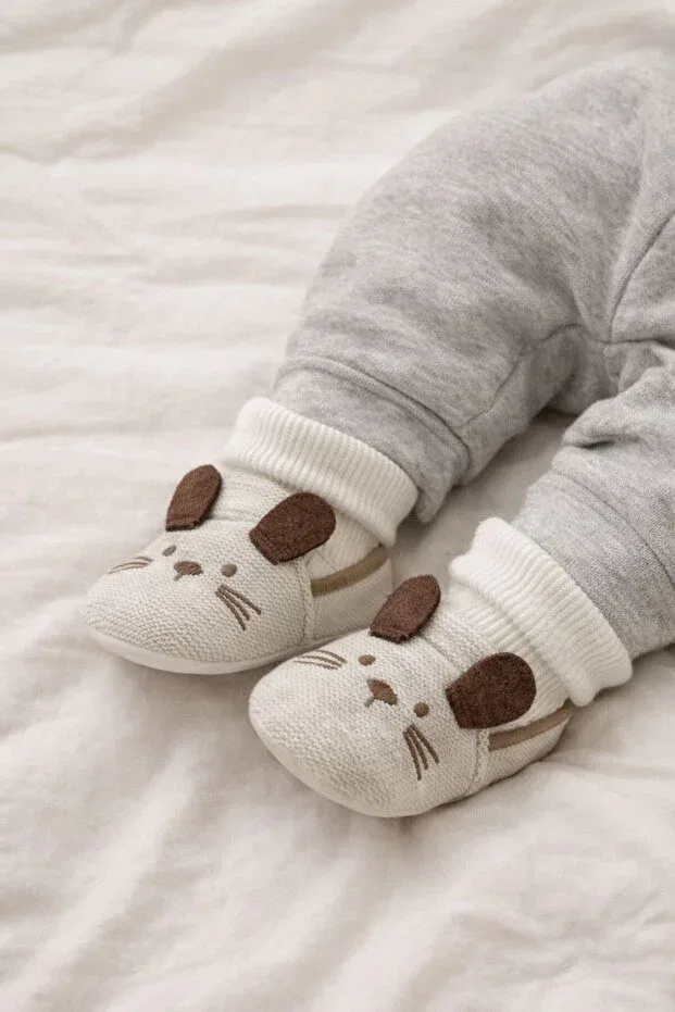 Детские тапочки-носки хлопковые с принтом Minissa Baby Kids, Gray — фото 2
