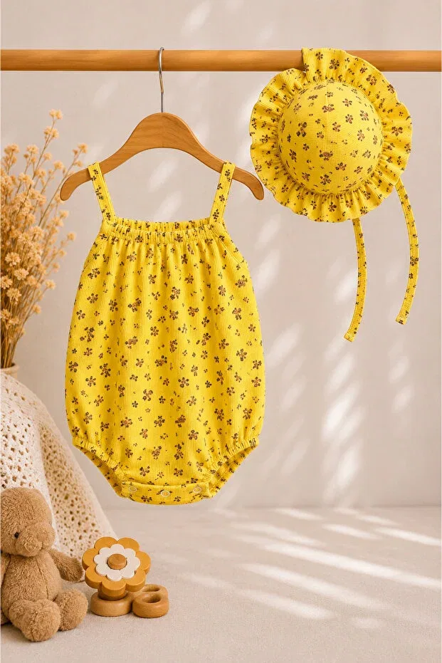 Детский комбинезон для девочек с цветочным принтом Miray Baby Kids, Yellow