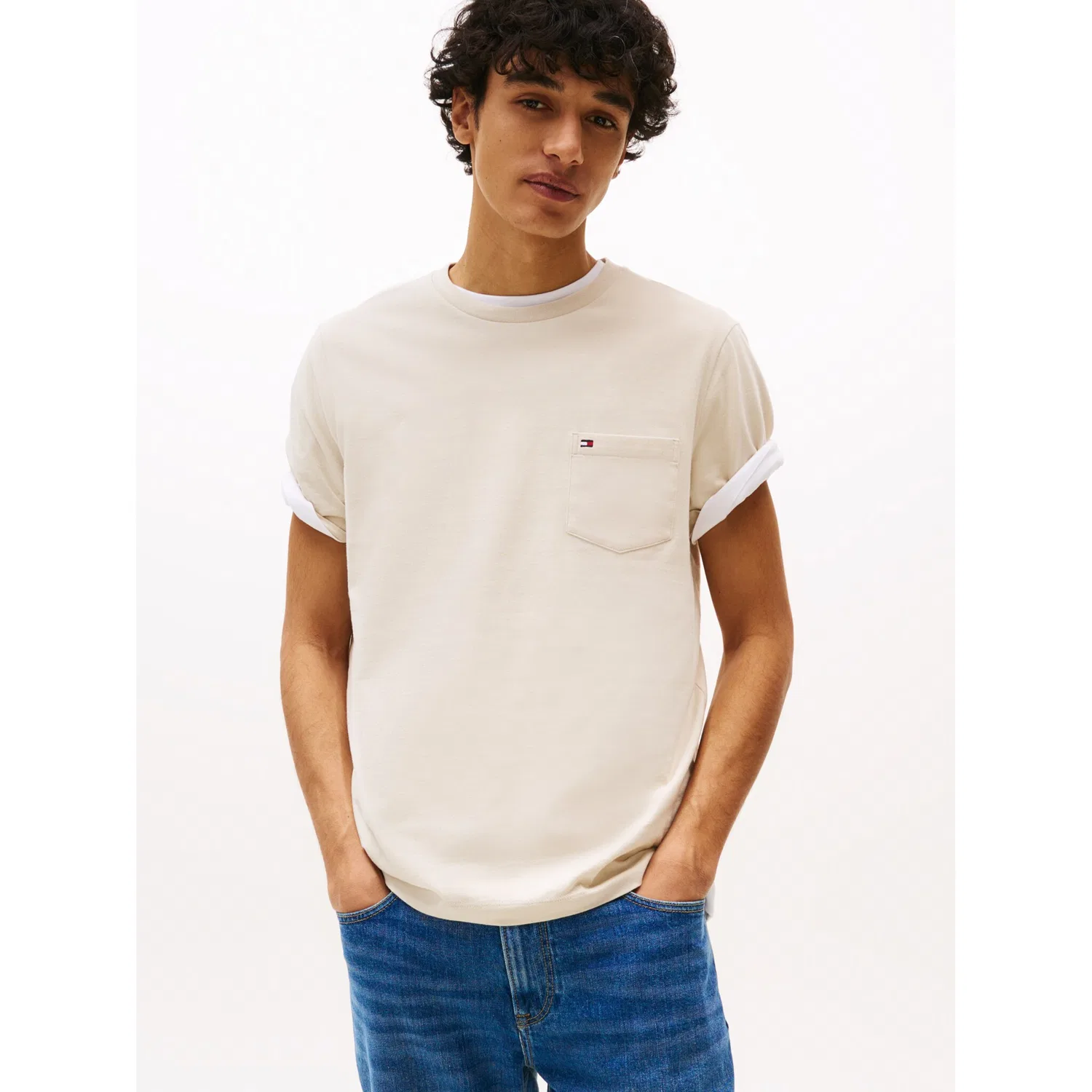 Мужская футболка с нагрудным карманом Essential Solid Pocket Tee Tommy Hilfiger, Newsprint