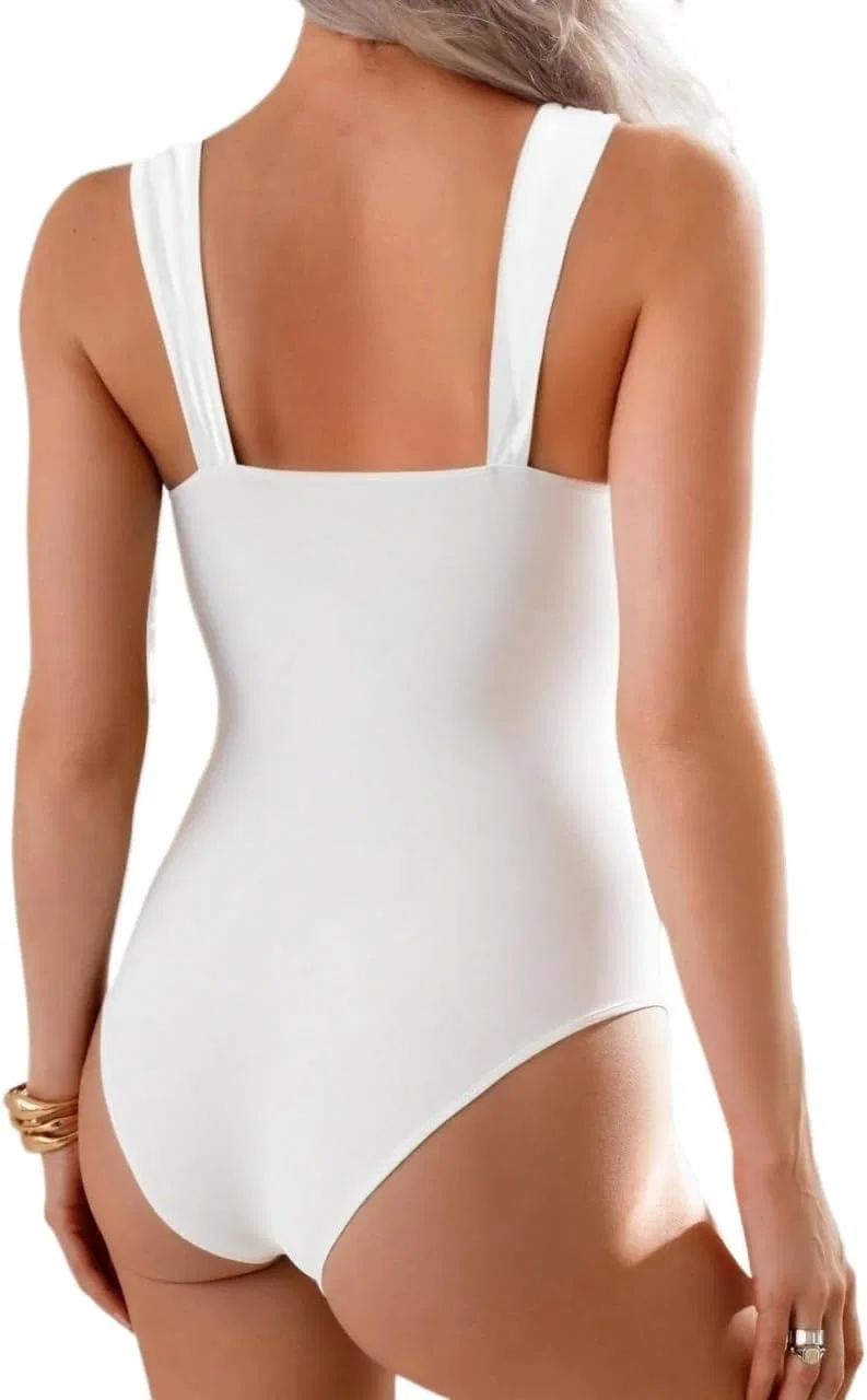 Женский слитный купальник с высокой растяжимостью Elegant, White