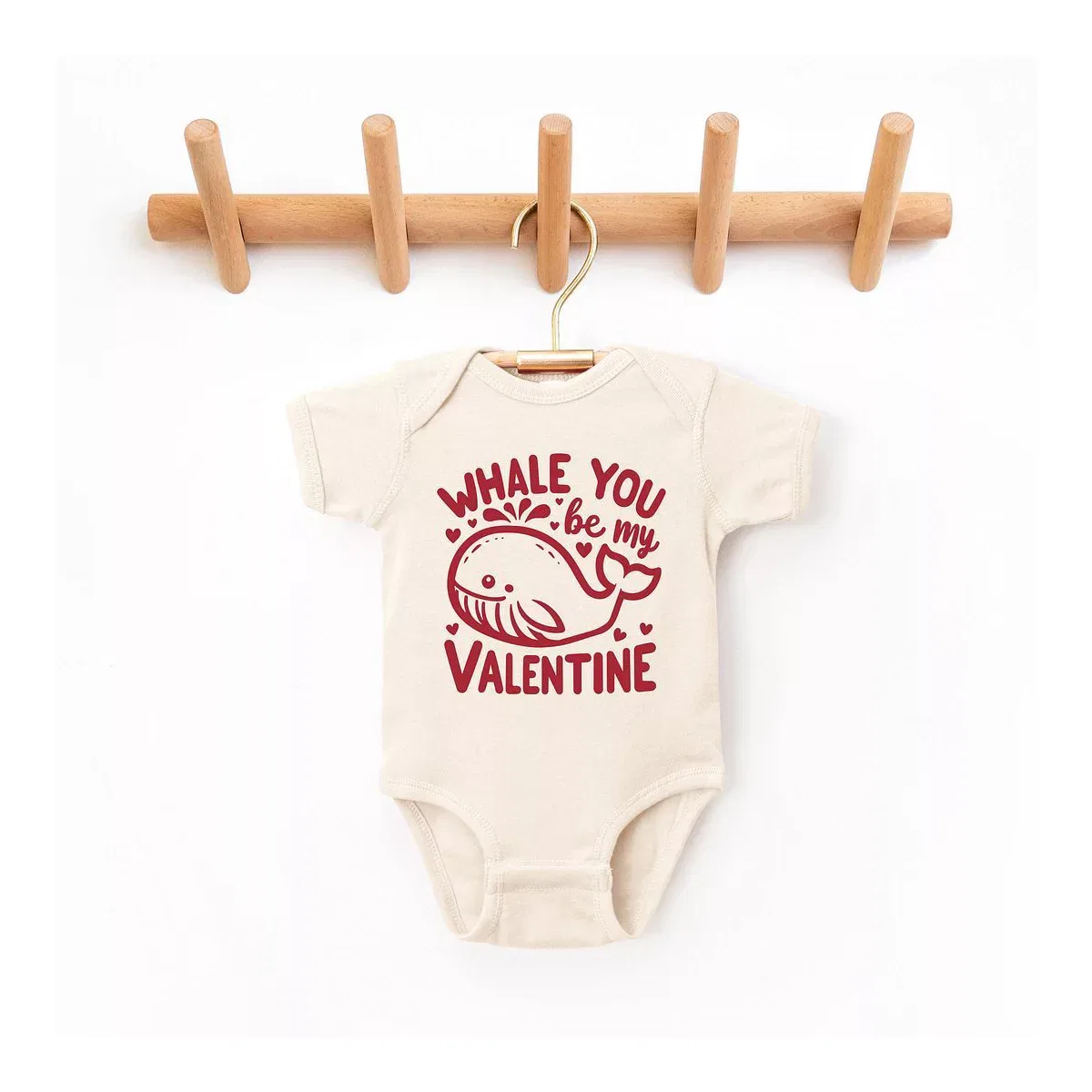 Детское боди с коротким рукавом Valentines Whale The Juniper Shop, Natural