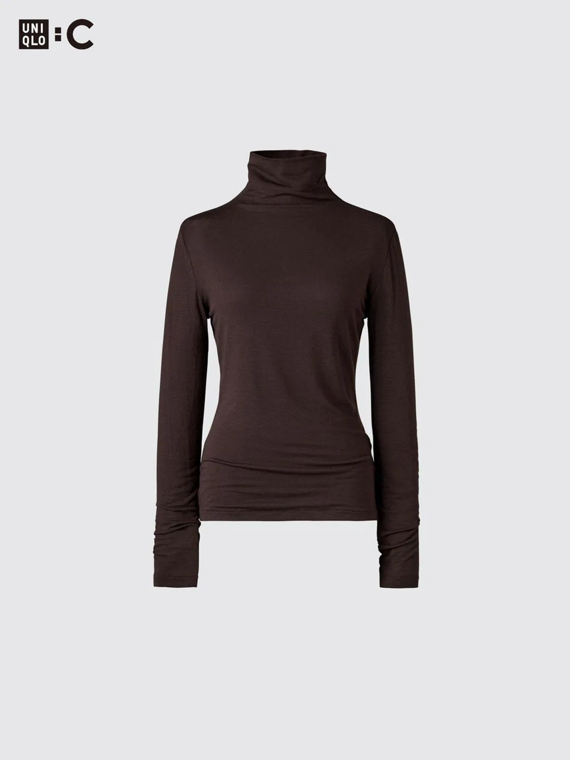 Водолазка с высоким воротом и длинным рукавом HEATTECH Uniqlo, темно-коричневый — фото 4
