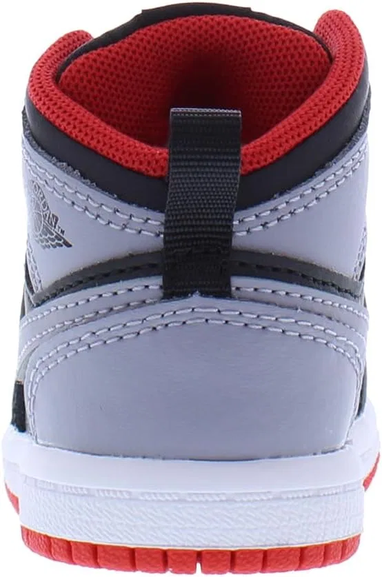 Детские кроссовки для мальчиков Air Jordan 1 Mid GS Nike, Black/Cement Grey/Fire Red-Black — фото 3