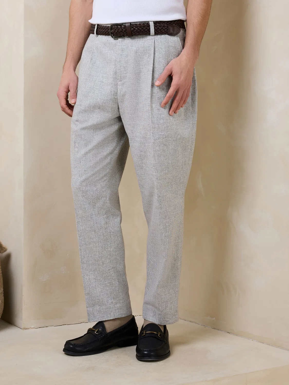 Брюки из льна и хлопка Regular Fit Next, светло-серый