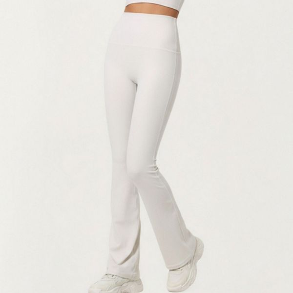 

Женские брюки с высокой талией и расклешенным низом из эластичной ткани slim fit Anna-Kaci, Off White