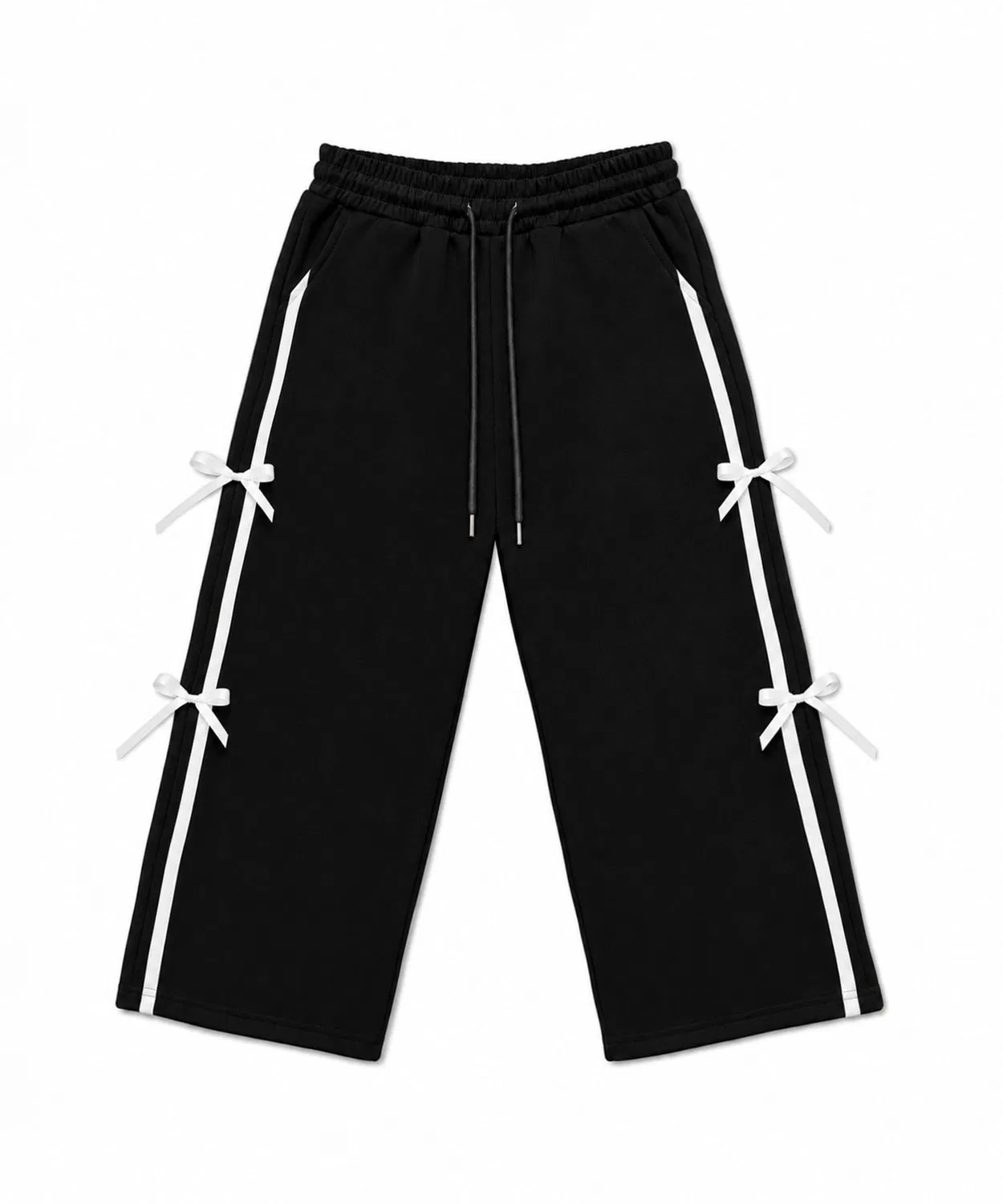 Детские штаны свободного кроя с лентой и полосками, модель Ribbon Line Wide Pants, aimoha, Navy — фото 3