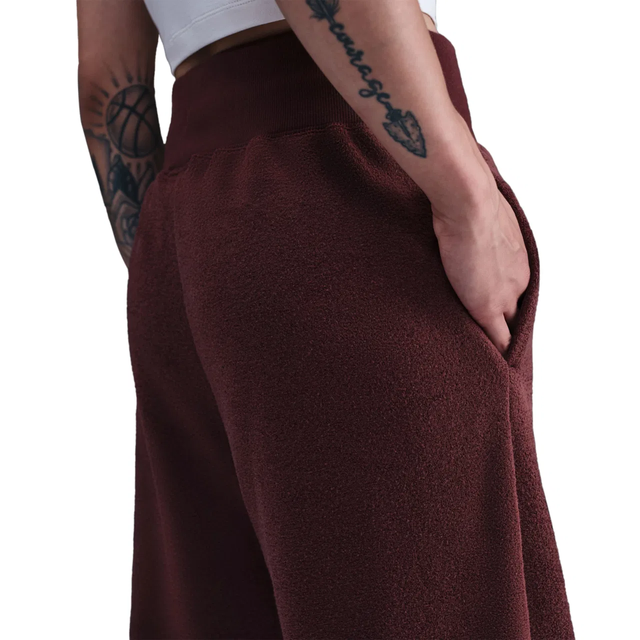 Женские брюки Phoenix Plush Wide Nike, цвет Maroon/Maroon — фото 2