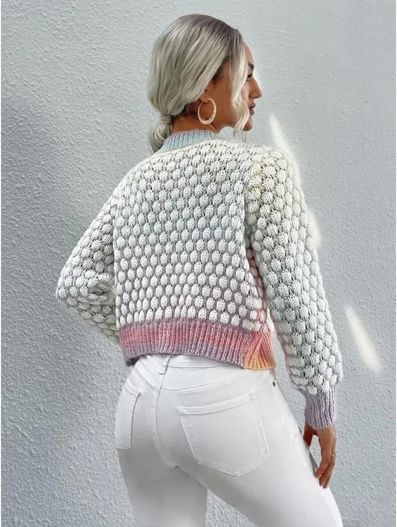 Женский кардиган с градиентом и клеткой, модель Gradient Checkered, мультиколор — фото 4