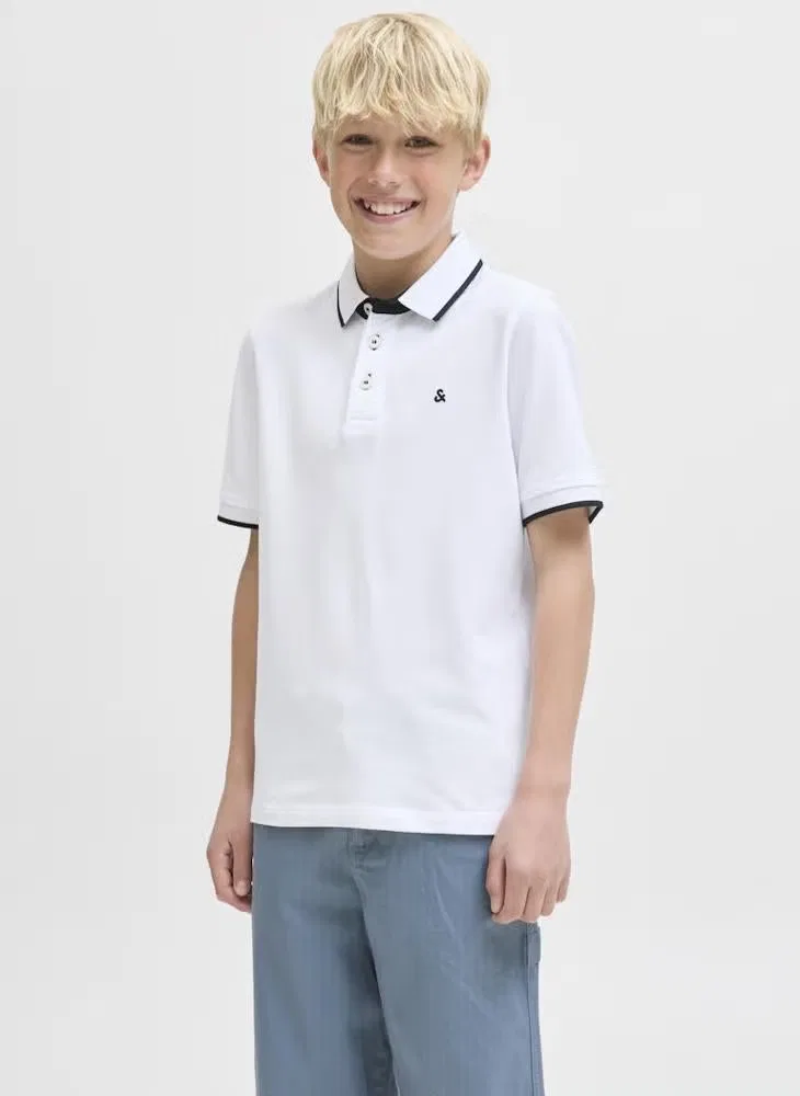 Поло классическое хлопковое Jack & Jones Junior, белый