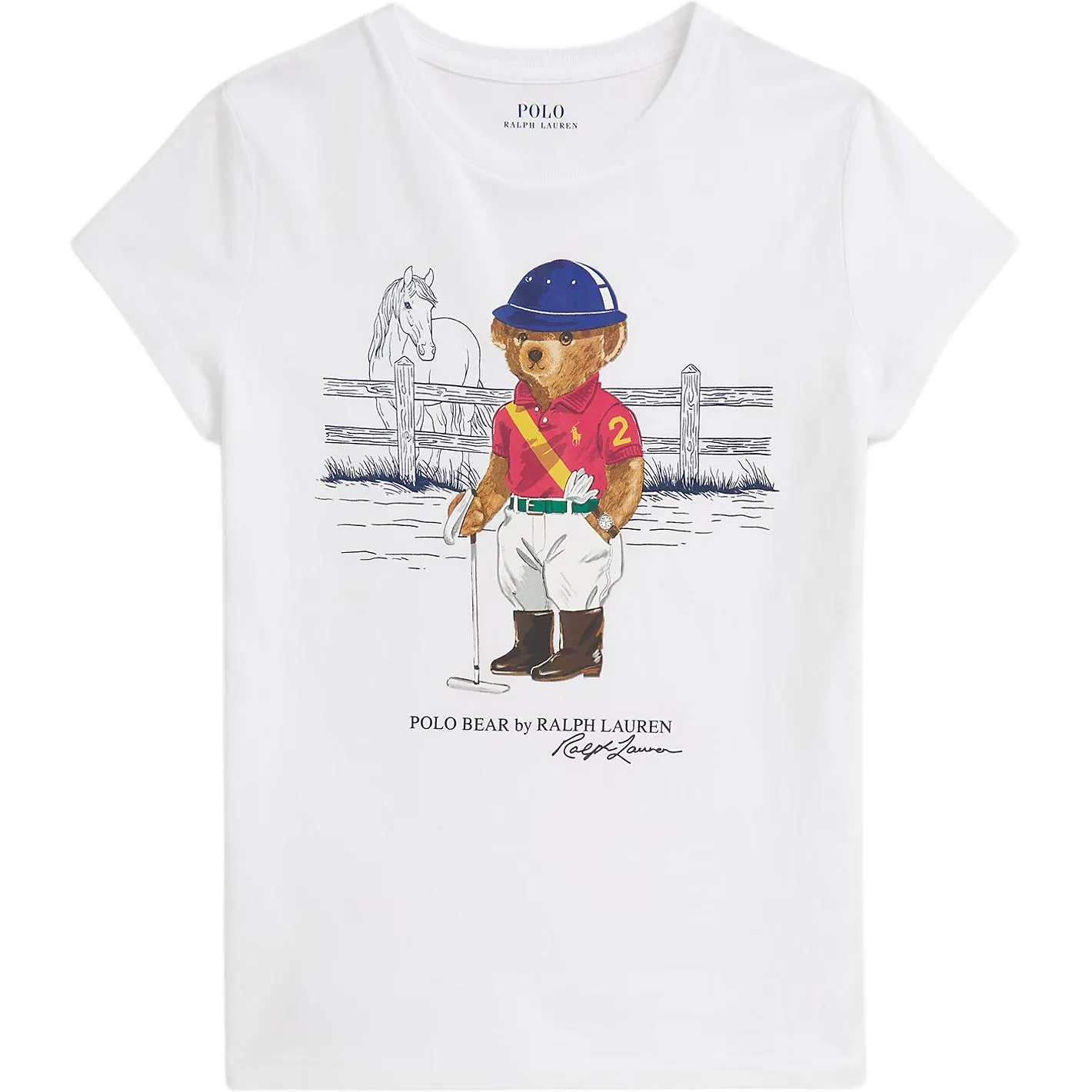 Детская футболка с принтом Polo Bear, Polo Ralph Lauren, White
