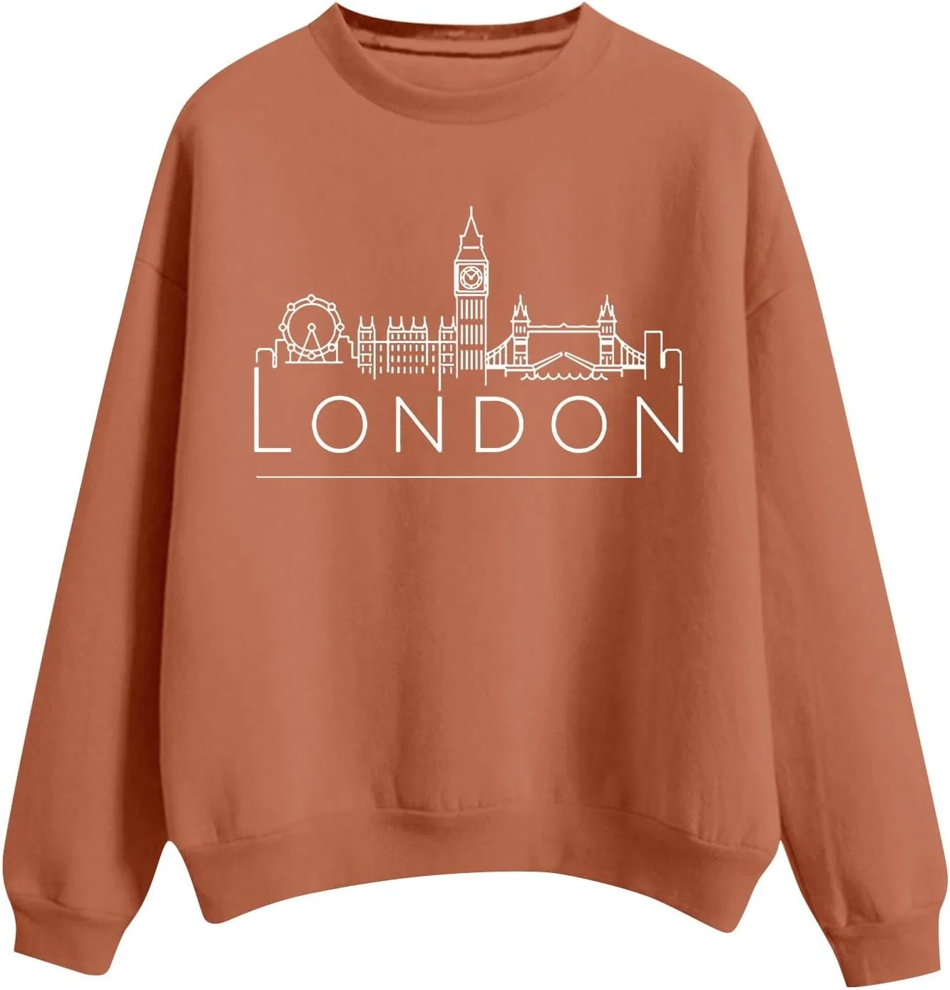 Женский свитшот с круглым вырезом, длинным рукавом, модель London, оранжевый