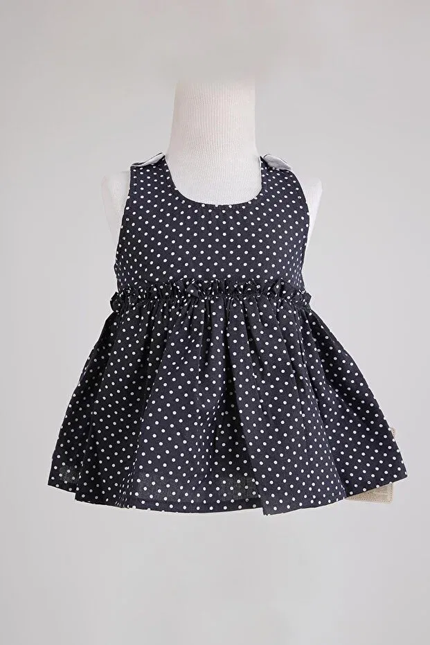 Детское платье для девочек с принтом Polka dotpinoholiday dress with bag Pino Baby, Navy Blue — фото 3