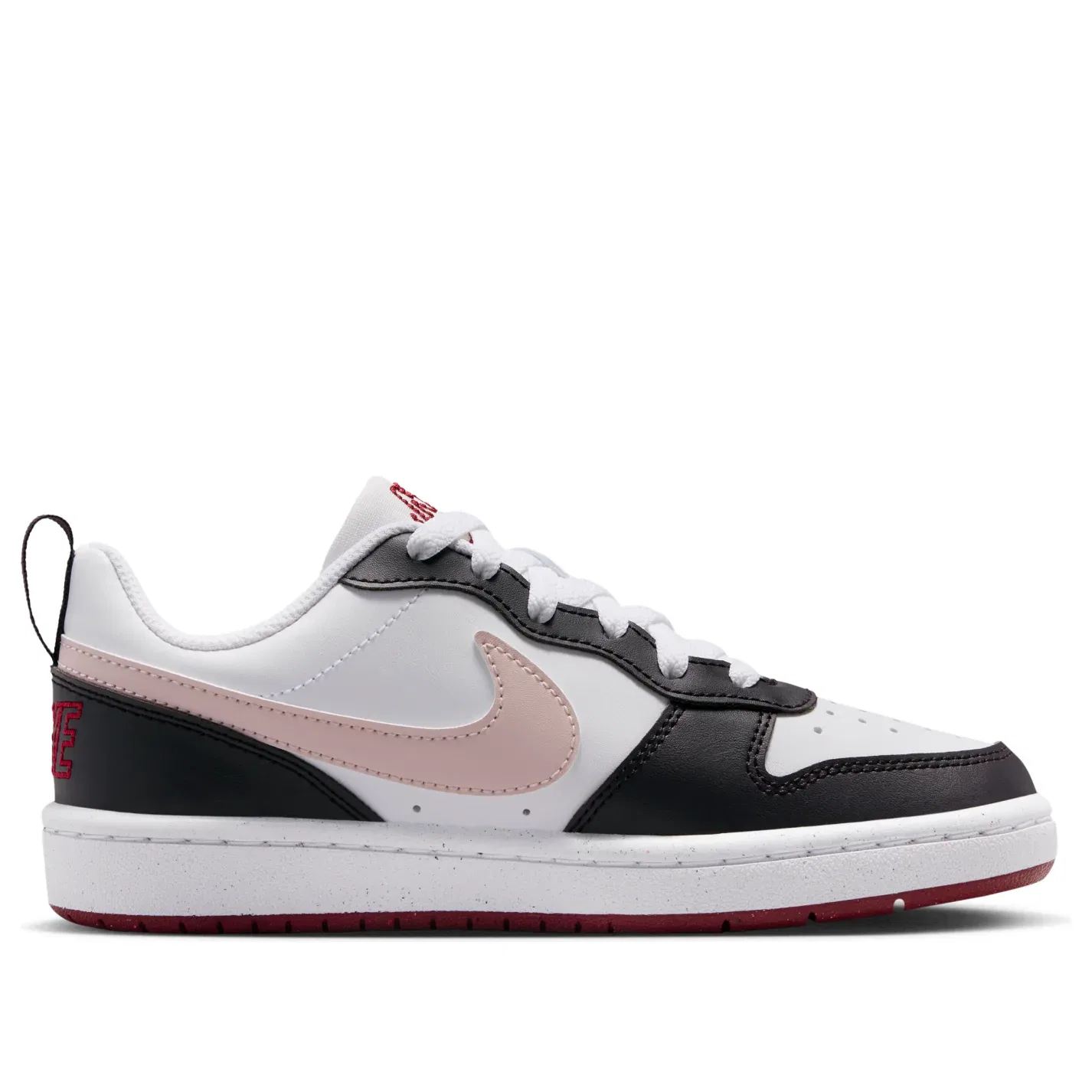 Детские кроссовки с кожаным верхом Court Borough Low SE 'White Black' Nike, White/Black/Soft Pink — фото 2