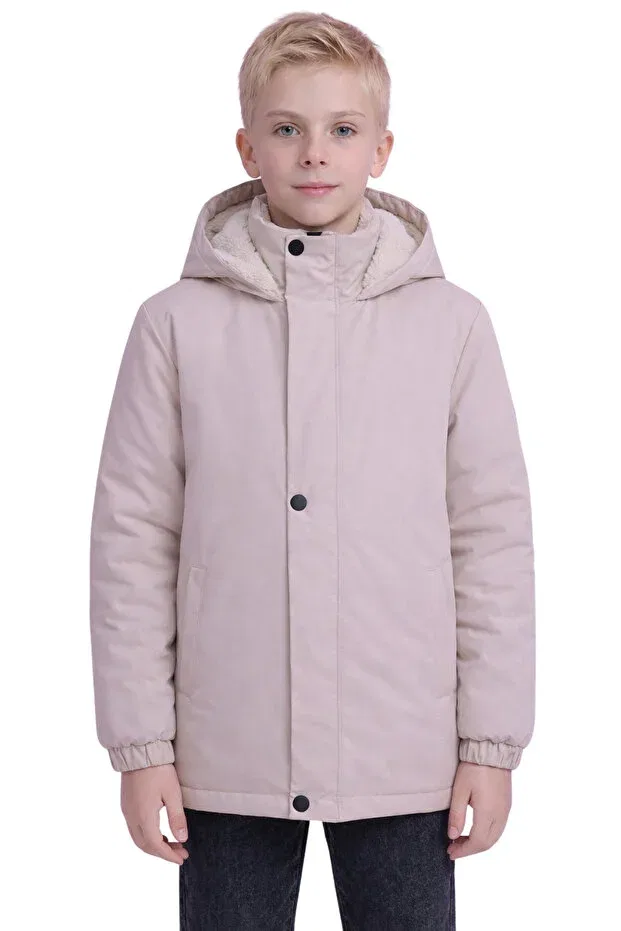 Детское зимнее пальто для девочек с капюшоном Freemen, Beige — фото 2