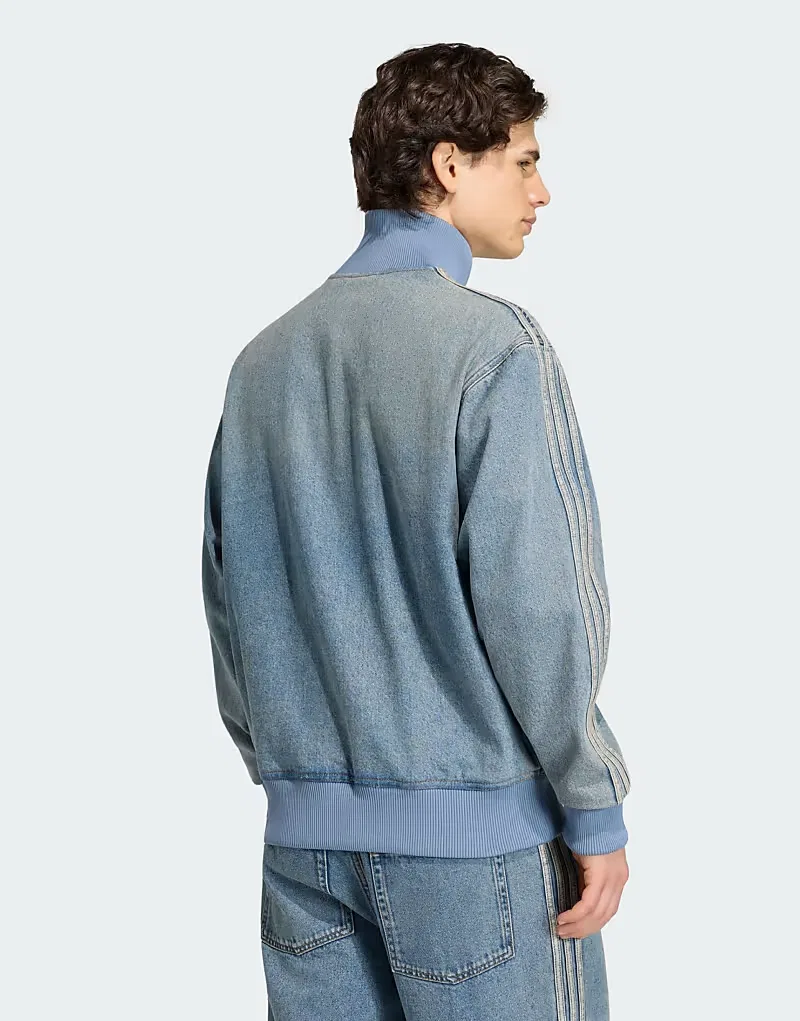 Куртка спортивная джинсовая Firebird Adicolor Adidas Originals, выстиранный синий деним — фото 4