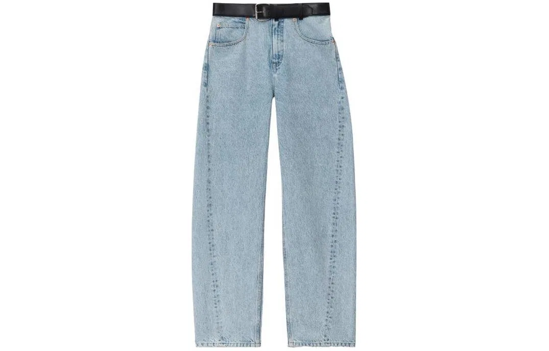 Джинсы-баллоны с заниженной талией и поясом Alexander Wang, Blue