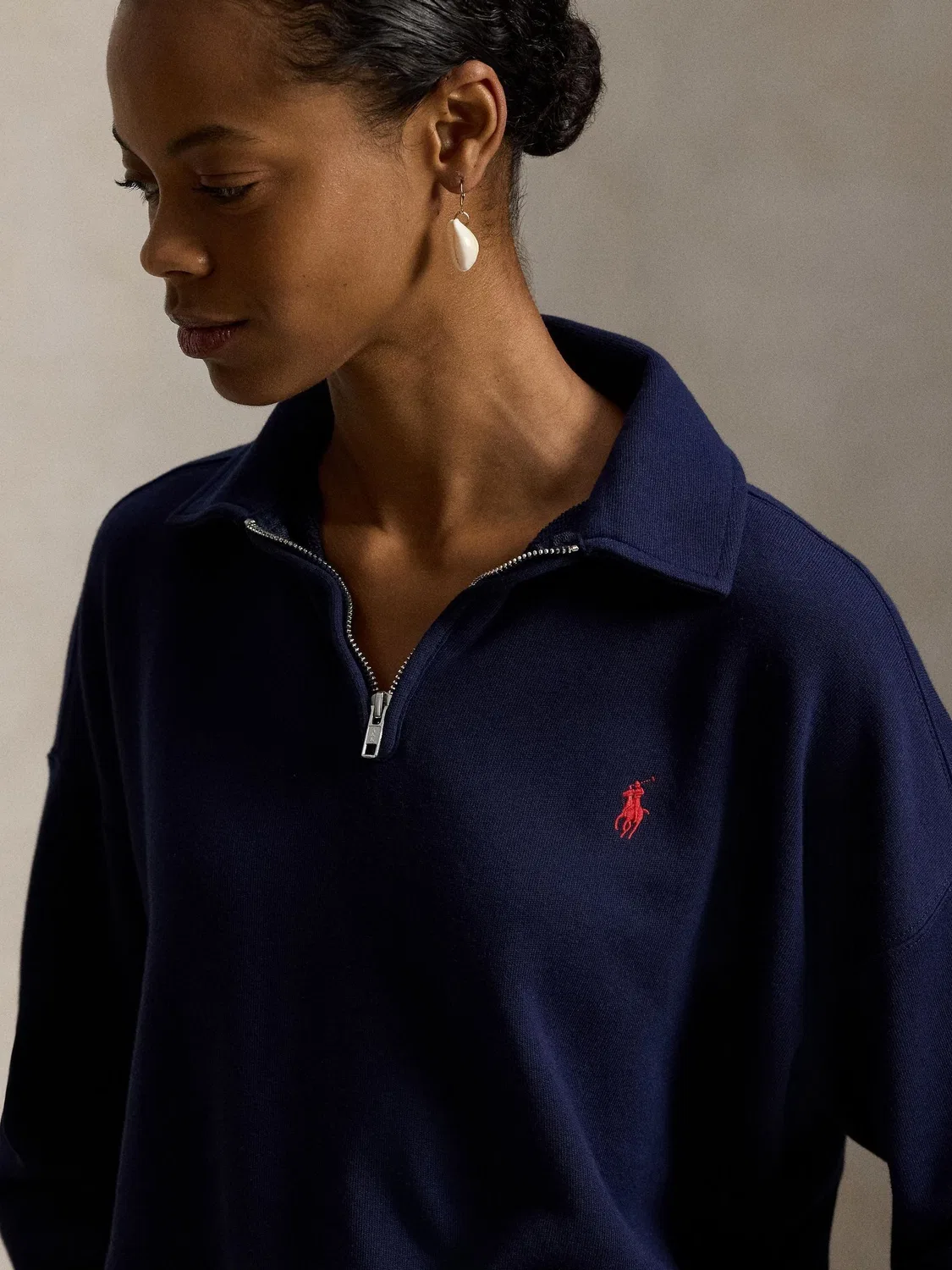 Свитшот с полузастежкой-молнией Polo Ralph Lauren, синий — фото 4