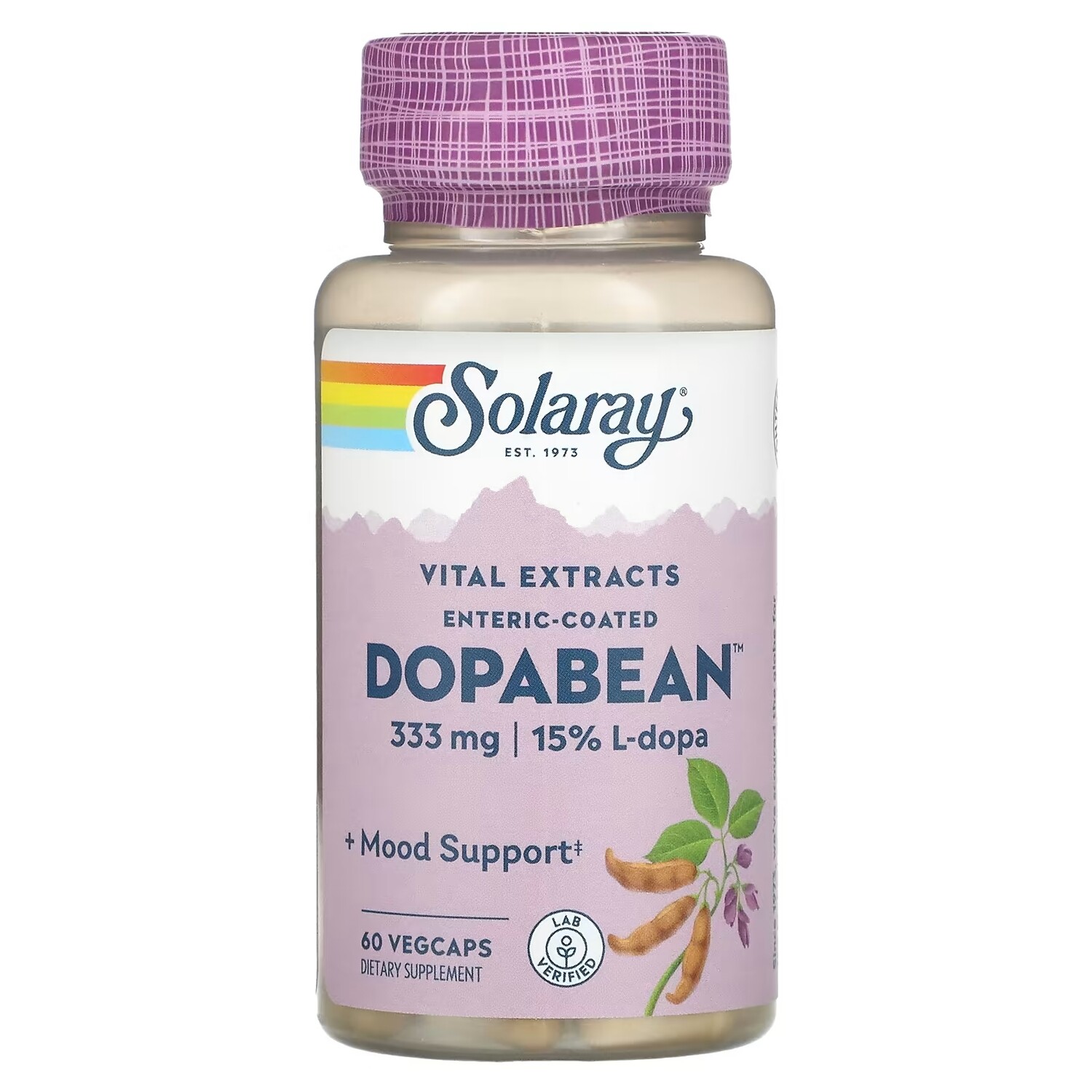 

Solaray DopaBean мукуна жгучая, 60 вегетарианских капсул